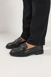 Black Metal Trim Loafers In Wide E Fit | Yours Clothing 4
