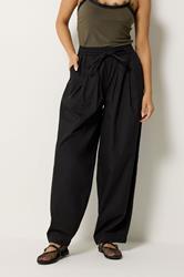 PixieGirl Petite Women's Black Poplin Cotton Barrel Leg Trousers | PixieGirl 1