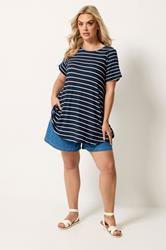 Yours Plus Size Black Stripe T-Shirt | Yours Clothing 1