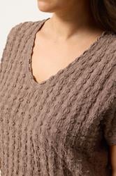 YOURS Plus Size Brown Bubble Textured T-Shirt | Yours Clothing 4