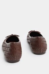 LTS Chocolate Brown Woven Ballerina Pumps In Standard Fit | Long Tall Sally 5