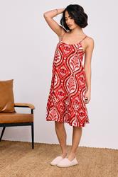 PixieGirl Petite Women's Red Paisley Print Slip Midi Dress | PixieGirl 5