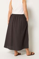 YOURS Plus Size Chocolate Brown Linen Maxi Skirt | Yours Clothing 2