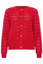 M&Co Red Crew Neck Crochet Cardigan