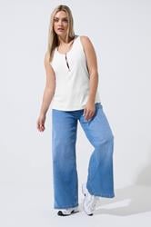 LIMITED COLLECTION Plus Size White Shell Button Vest Top | Yours Clothing 1