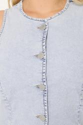 YOURS Plus Size Bleach Blue Denim Longline Waistcoat | Yours Clothing 4