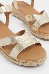 Gold Plaited Wedge Sandals In Extra Wide EEE Fit  | Yours Clothing 5