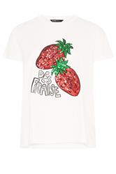 YOURS Curve White Sequin Embellished Strawberry T-Shirt