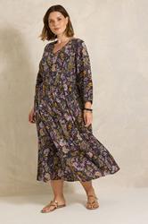 EVANS Plus Size Black Paisley Maxi Dress | Evans 3