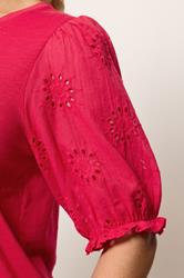 YOURS Plus Size Red Broiderie Anglaise T-Shirt | Yours Clothing 4