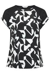 YOURS Curve Black Abstract Contrast Sleeve Top