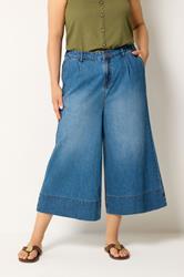 YOURS Plus Size Blue Cropped Deep Hem Jeans | Yours Clothing 3