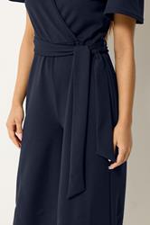 M&Co Petite Navy Blue Cropped Tie Waist Jumpsuit | M&Co 4