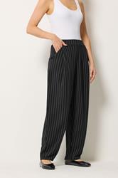 LTS Tall Women's Black Pinstripe Barrel Leg Trousers | Long Tall Sally 1