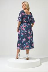 YOURS LONDON Plus Size Navy Blue Floral Midaxi Dress | Yours Clothing 2