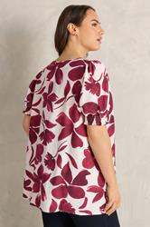 EVANS Plus Size Red Floral Tie Neck Blouse | Evans 4