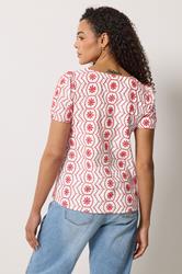 M&Co White & Red Floral Broderie Cotton Top | M&Co 5