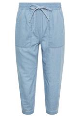 M&Co Petite Blue Lightwash Denim Cropped Cotton Trousers | M&Co 5