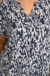 EVANS Plus Size Navy Blue Ikat Print Shirt | Evans  4