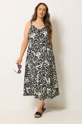 YOURS Plus Size Black Tropical Keyhole Dress | Yours Clothing 3