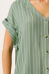M&Co Green Stripe Print Short Sleeve Blouse | M&Co 4