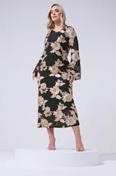 YOURS LONDON Plus Size Black Floral Applique Maxi Dress | Yours Clothing 1