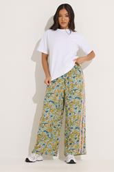 PixieGirl Petite Women's Pink Ditsy Floral Side Stripe Wide Leg Trousers | PixieGirl 1
