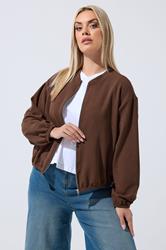 LIMITED COLLECTION Plus Size Chocolate Brown Zip Bomber Jacket | Yours Clothing 3