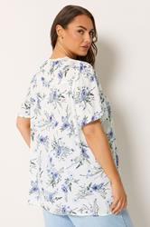 YOURS Plus Size White Floral Notch Neck Blouse | Yours Clothing 2