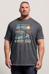 D555 Big & Tall Grey Beach Graphic T-Shirt | BadRhino 3