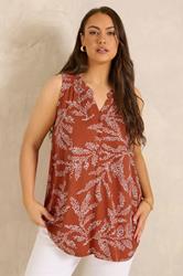 EVANS Plus Size Rust Orange Sleeveless Stretch Top | Evans 1