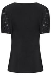 M&Co Black Broderie Sleeve Wrap Top | M&Co 2