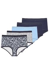 YOURSET 5 PACK Plus Size Blue Seaside Full Briefs | Yours Clothing 3