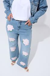 LIMITED COLLECTION Plus Size Blue Rose Printed Jeans | Yours Clothing 4