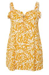 YOURS Curve Yellow Abstract Frill Vest Top