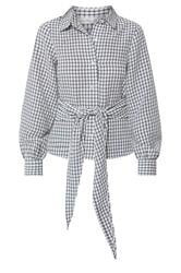 PixieGirl Petite Women’s Navy Blue Check Cotton Bandana Shirt | PixieGirl 5