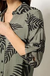 M&Co Green Palm Leaf Tab Sleeve Shirt | M&Co 4