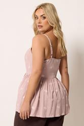 YOURS Plus Size Pink Embroidered Button Cami Vest Top | Yours Clothing 2