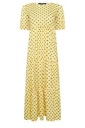 PixieGirl Petite Yellow Polka Dot Tiered Maxi Dress