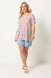 YOURS Plus Size Purple & Yellow Broderie Swing Top | Yours Clothing 1