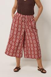 YOURS Plus Size Rust Orange Palm Tree Cropped Trousers | Yours Clothing 3