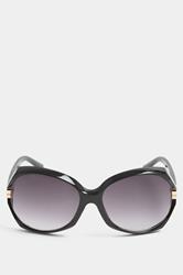 Black Metallic Arm Oversized Sunglasses | Yours Clothing 2