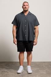 JACK & JONES Big & Tall Black Linen Blend Resort Shirt | BadRhino 1