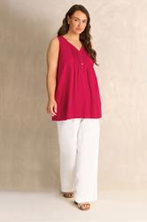 EVANS Plus Size Red Sleeveless Henley Top | Evans 1