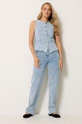 LTS Tall Women's Light Blue Denim Waistcoat | Long Tall Sally  2