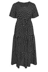 YOURS Plus Size Black Polka Dot Tiered Dress | Yours Clothing 5