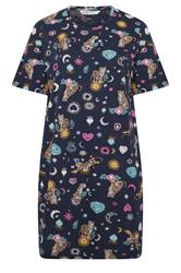 YOURS Plus Size Navy Blue Celestial Nightdress | Yours Clothing 5