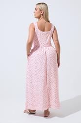 LIMITED COLLECTION Plus Size Pink Polka Dot Maxi Dress | Yours Clothing 2