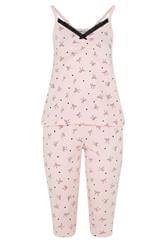 YOURS Plus Size Pink Bow & Heart Cami Cropped Pyjama Set | Yours Clothing 5