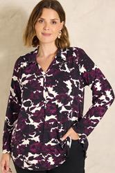 EVANS Plus Size Purple Blurred Floral Blouse | Evans 3